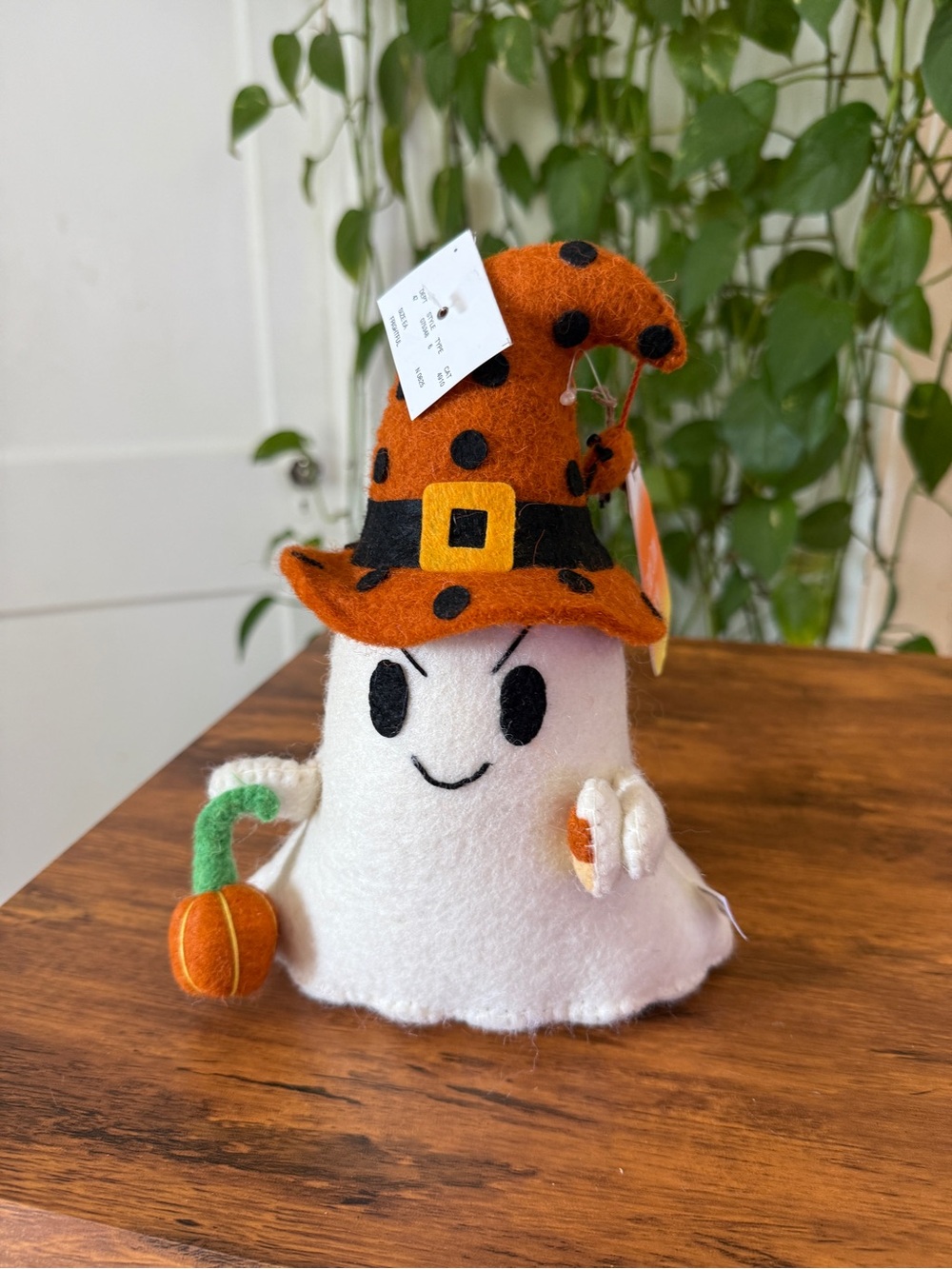 Felt Halloween Ghost with Orange Witch Hat - Home Accents new